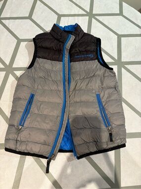 Free Country Kids Grey & Black Puffer Vest with Blue Accents